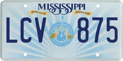 MS license plate LCV875