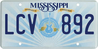 MS license plate LCV892