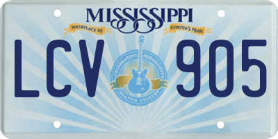MS license plate LCV905