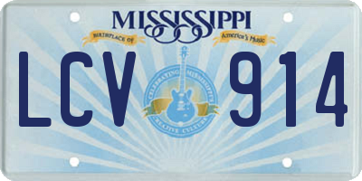 MS license plate LCV914