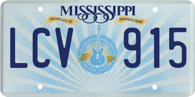 MS license plate LCV915