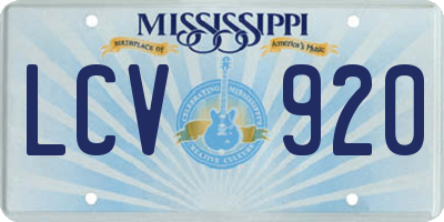 MS license plate LCV920
