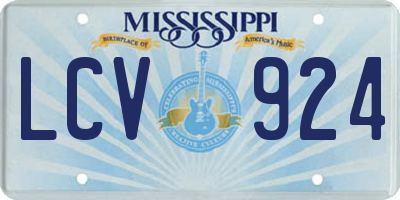 MS license plate LCV924