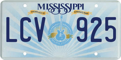 MS license plate LCV925