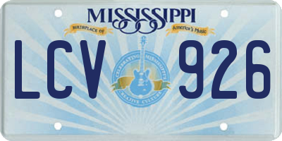 MS license plate LCV926
