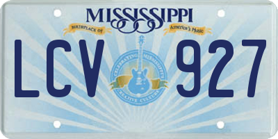 MS license plate LCV927