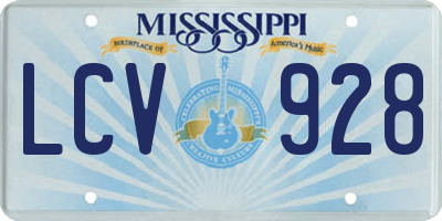 MS license plate LCV928