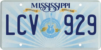 MS license plate LCV929