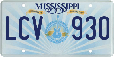 MS license plate LCV930