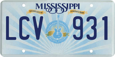 MS license plate LCV931