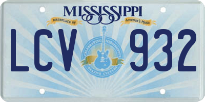 MS license plate LCV932