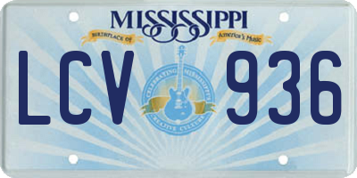 MS license plate LCV936