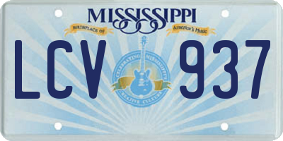 MS license plate LCV937