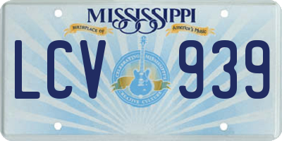 MS license plate LCV939
