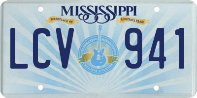 MS license plate LCV941