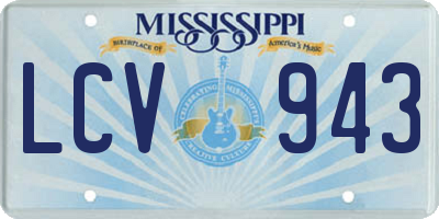 MS license plate LCV943