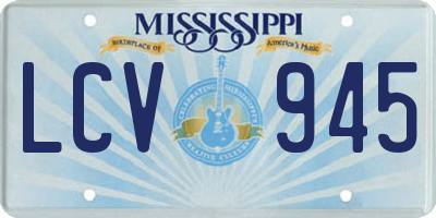 MS license plate LCV945