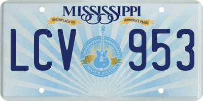 MS license plate LCV953