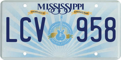 MS license plate LCV958