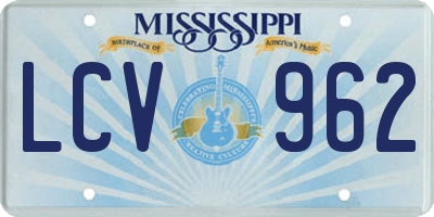 MS license plate LCV962
