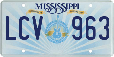 MS license plate LCV963
