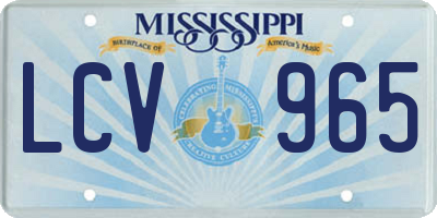 MS license plate LCV965