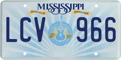 MS license plate LCV966