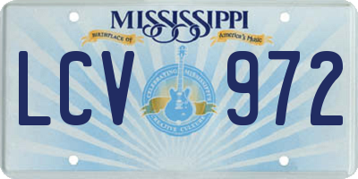 MS license plate LCV972