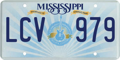 MS license plate LCV979