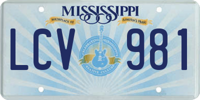 MS license plate LCV981