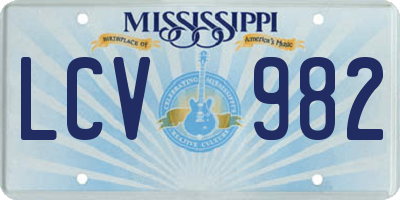 MS license plate LCV982