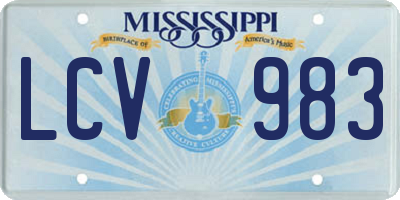 MS license plate LCV983
