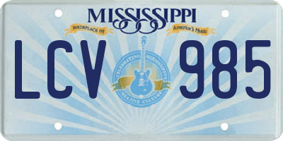 MS license plate LCV985