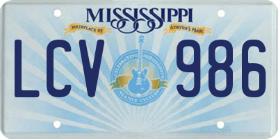 MS license plate LCV986