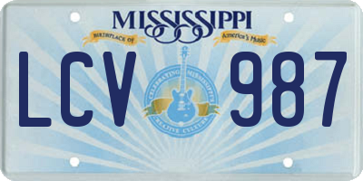 MS license plate LCV987