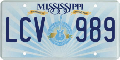 MS license plate LCV989