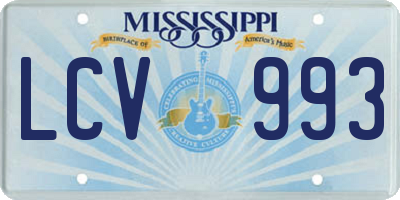 MS license plate LCV993