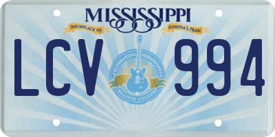 MS license plate LCV994