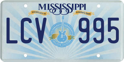 MS license plate LCV995