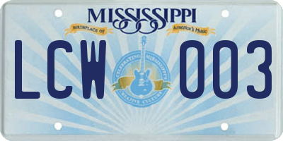 MS license plate LCW003