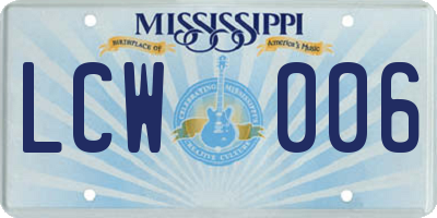 MS license plate LCW006