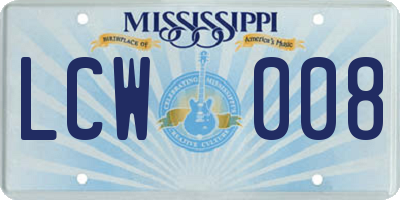 MS license plate LCW008
