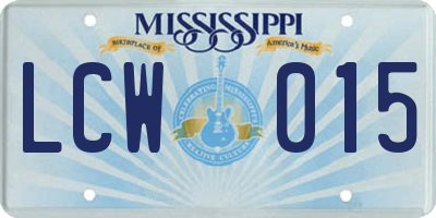 MS license plate LCW015