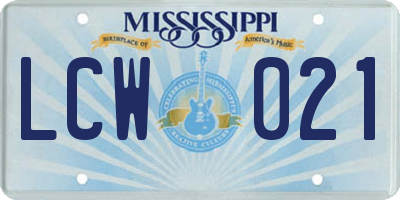MS license plate LCW021