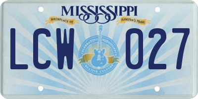 MS license plate LCW027