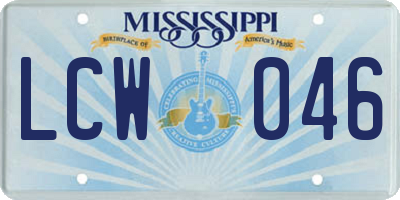 MS license plate LCW046