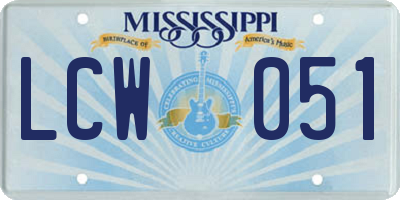 MS license plate LCW051