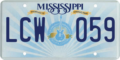 MS license plate LCW059