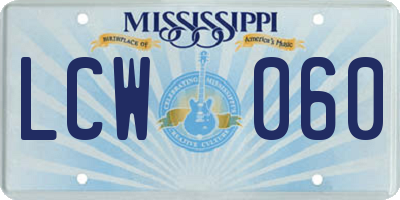 MS license plate LCW060