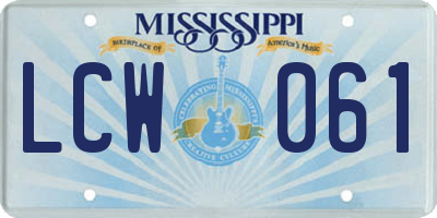 MS license plate LCW061